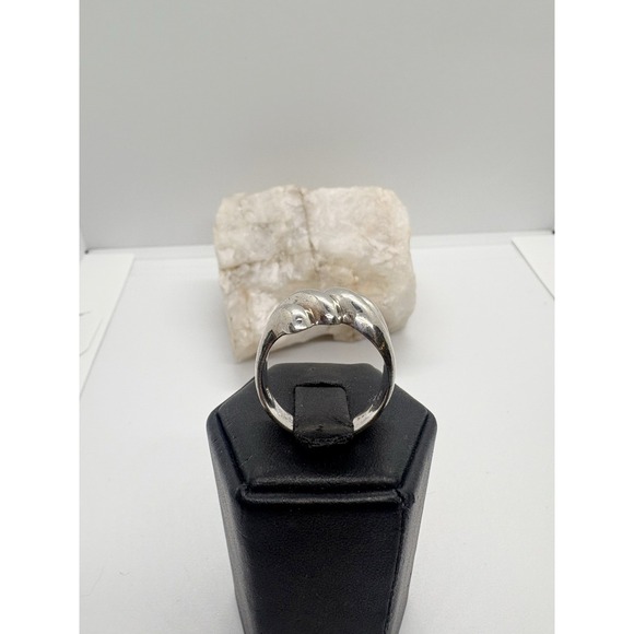 Vintage GJ‎ Signed Solid Wavy Chunky Ring Size 8.5 Sterling Silver 925 Ring 8g - Picture 6 of 13